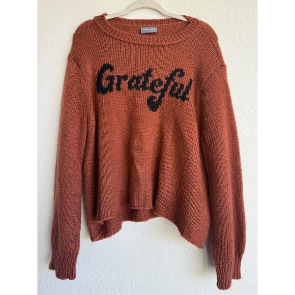 Wooden Ships Sweaters - Wooden Ships Grateful Sweater M/L Rust Orange Chunky Knit Mohair Blend Boho Cozy